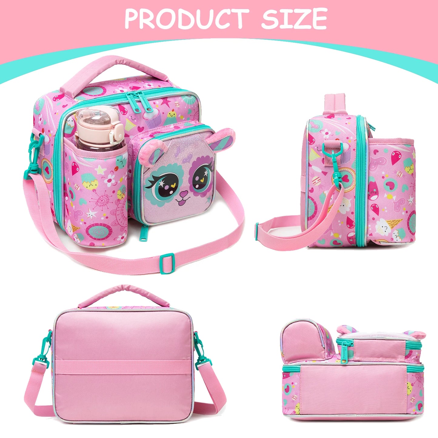 Cute Animal Kids Lunch Box Meal Bag Washable Lunch Bag Reusable Leakproof Bag for School Nursery It's Beautiful for Girls