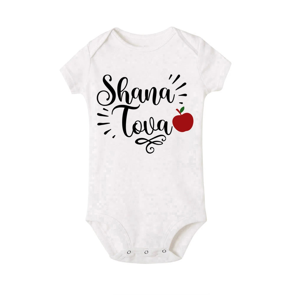 Shana Tova Print Baby Bodysuit Rosh Hashanah Newborn Clothes Jewish New Year Party Toddler Jumpsuit Outfit Infant Holiday Romper