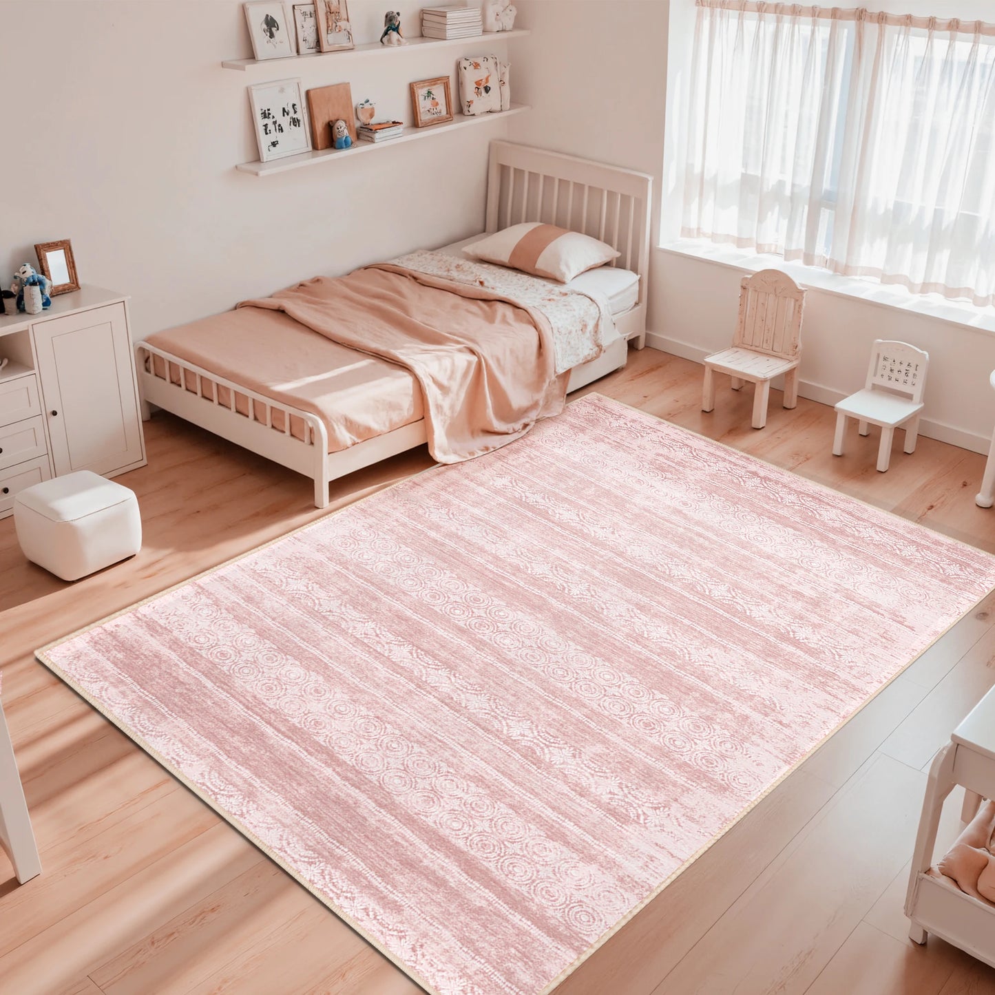 [Pink Area Rug] Dusty Pink 8x10 Rugs - Pink Area Rugs For Living Room - Washable Non Slip Rug - Cute Modern Boho Carpets - Foldable Rug Perfect For Indoor - Bathroom - Kitchen - Bedroom - Decor Home Decor(Blush Pink)