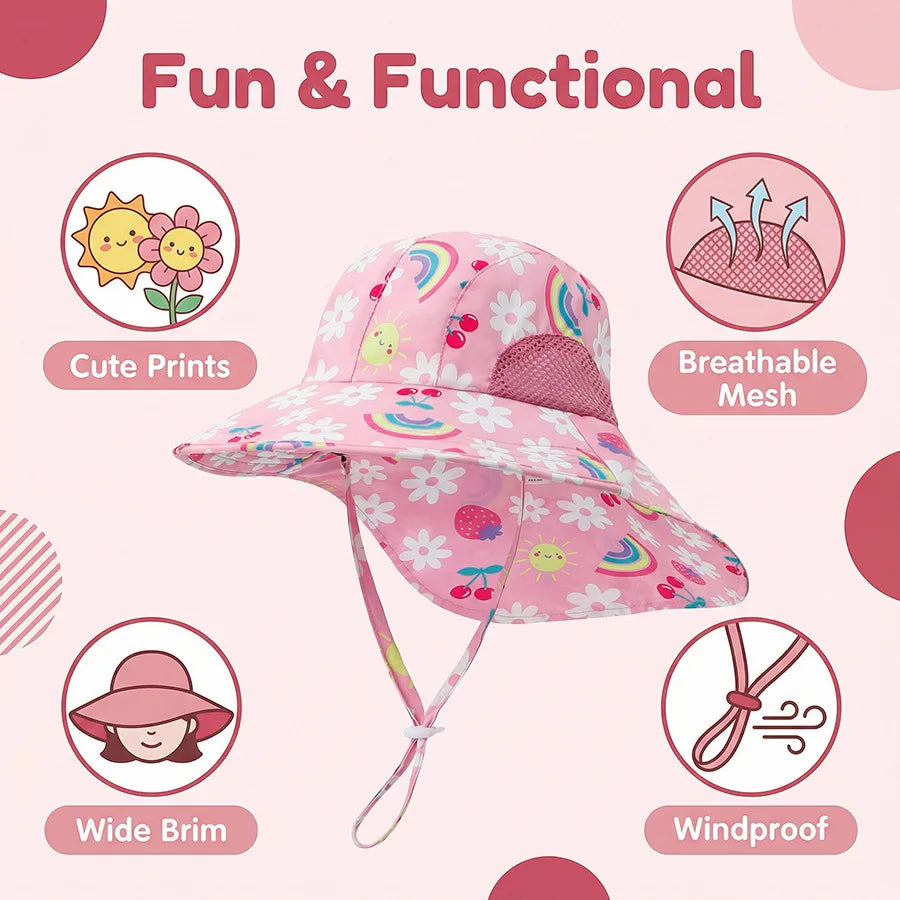 Side Net Fabric Children's Sun Hat with Side Mesh, Sun Hat for Protection From The Sun, Sunshade Shawl Hat, Original Large Brim