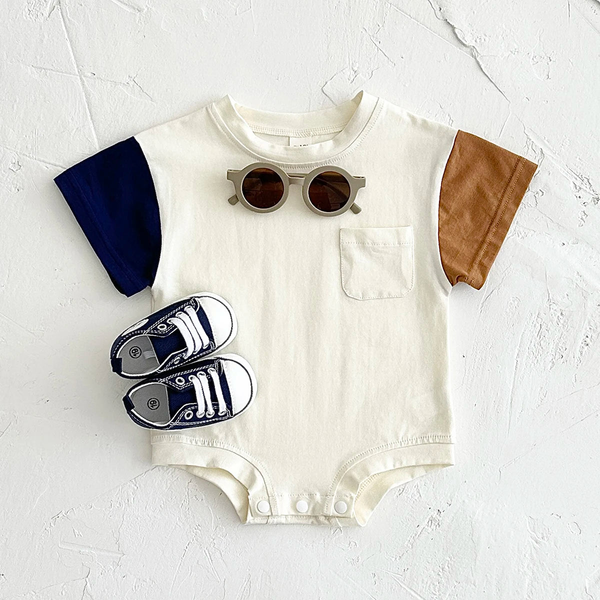 Summer Baby Clothes Romper Short Sleeved Triangle Bodysuit Cotton Kids Clothing Newborn Boys Girls Pocket Jumpsuit 0-18M