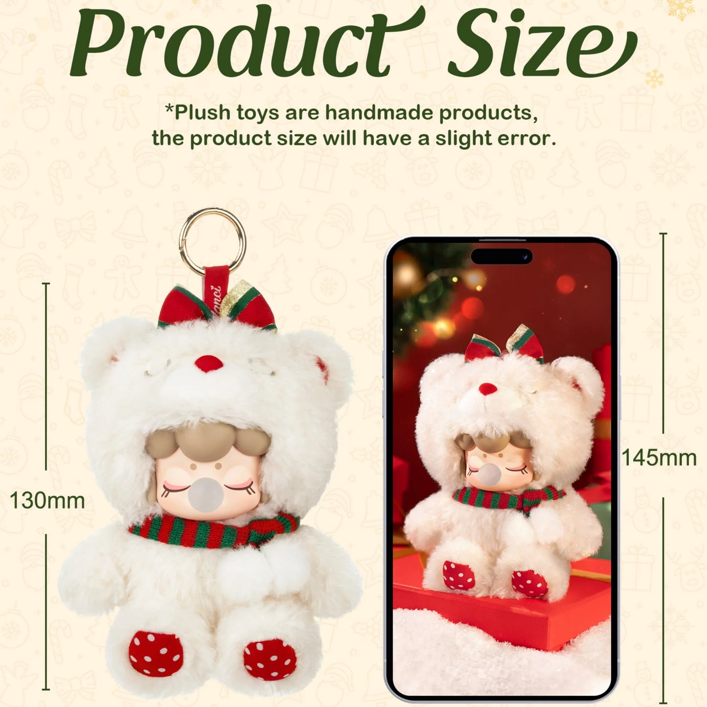 Rolife Nanci Christmas Bear Plush Pendant Collectible Plush Doll Toys Gift for Kids Friends Adults