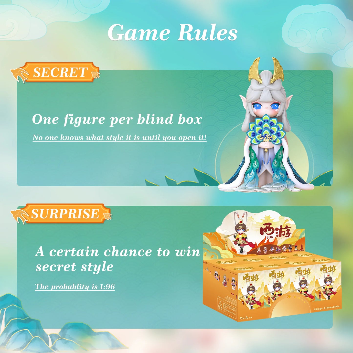 Rolife Suri Blind Box Suri's Journey to the West Action Figure Collectible Doll Toys Surprise Box Gift for Kids Friends Adults