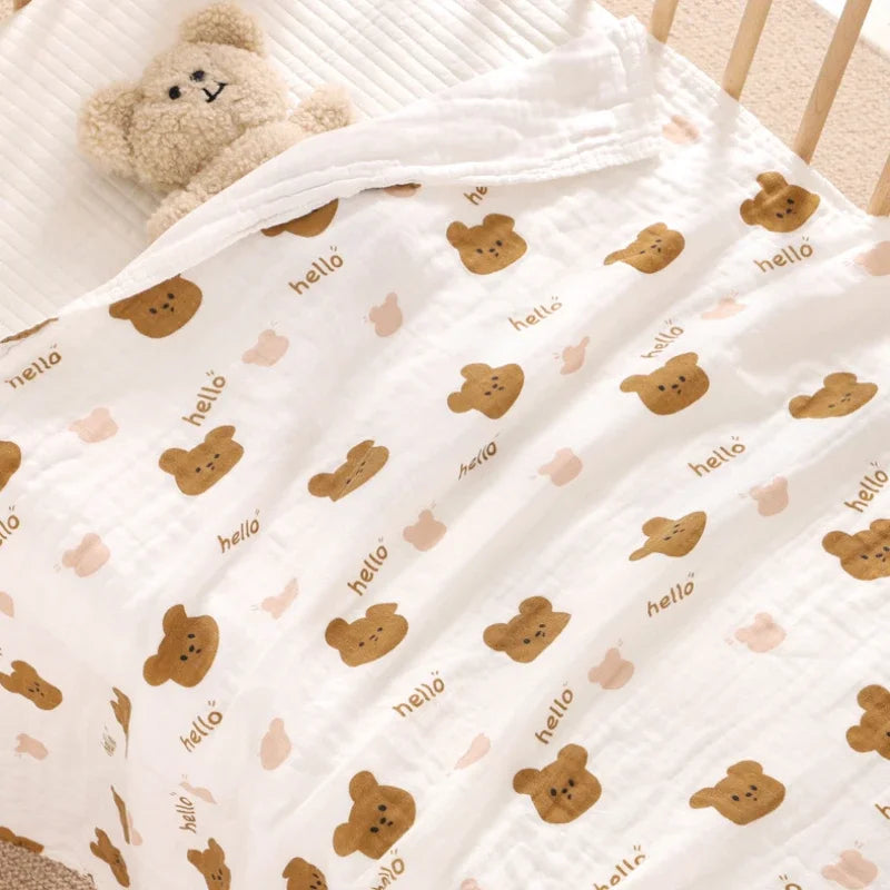 4 Layer Cotton Newborn Baby Bath Towel Swaddle Blanket Babies Bedding Gauze Blankets Stroller Cover Children's Shower Towel