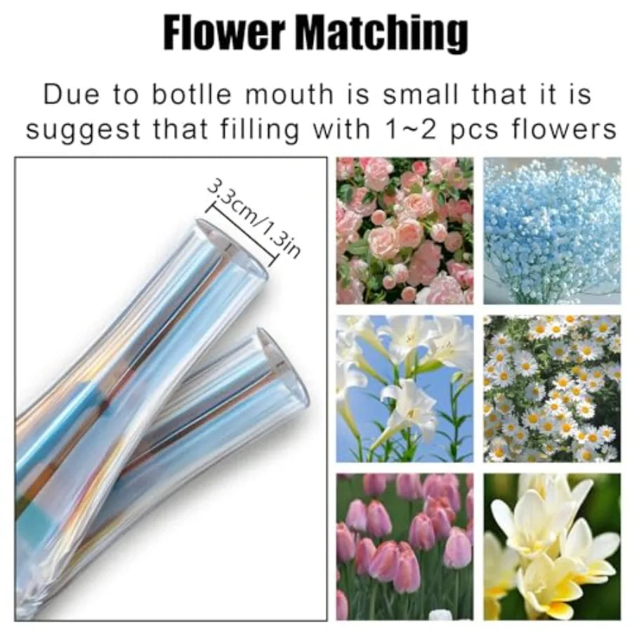 8.3'' Single Flower Vase, Small Glass Bud Vase Clear Single Stem Rose Vase, Colorful Tall Skinny Vases for Flowers Centerpieces