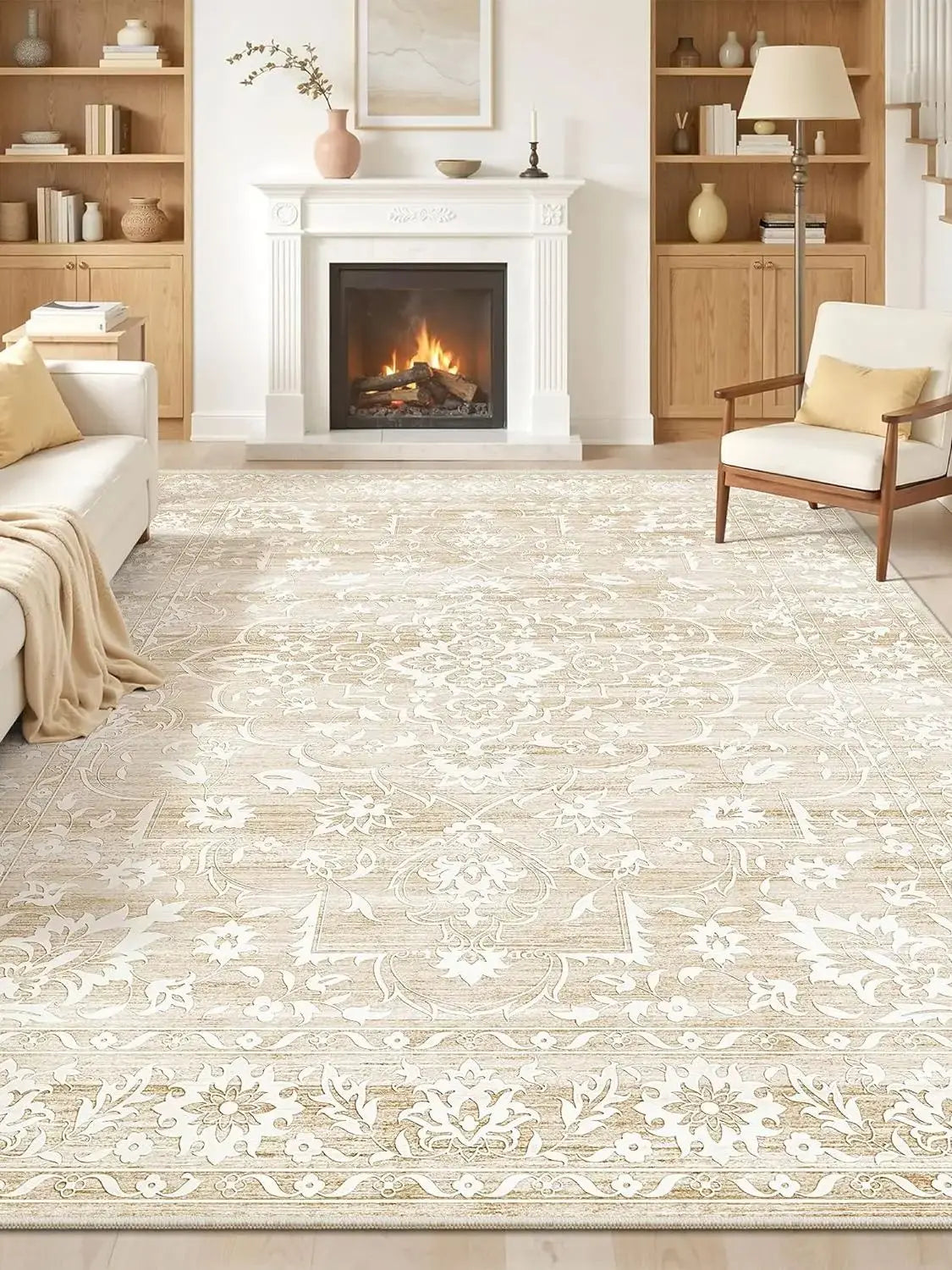 Modern Soft Rug Short Pile, Washable Non-Slip Area Carpet for Living Room & Bedroom Decor