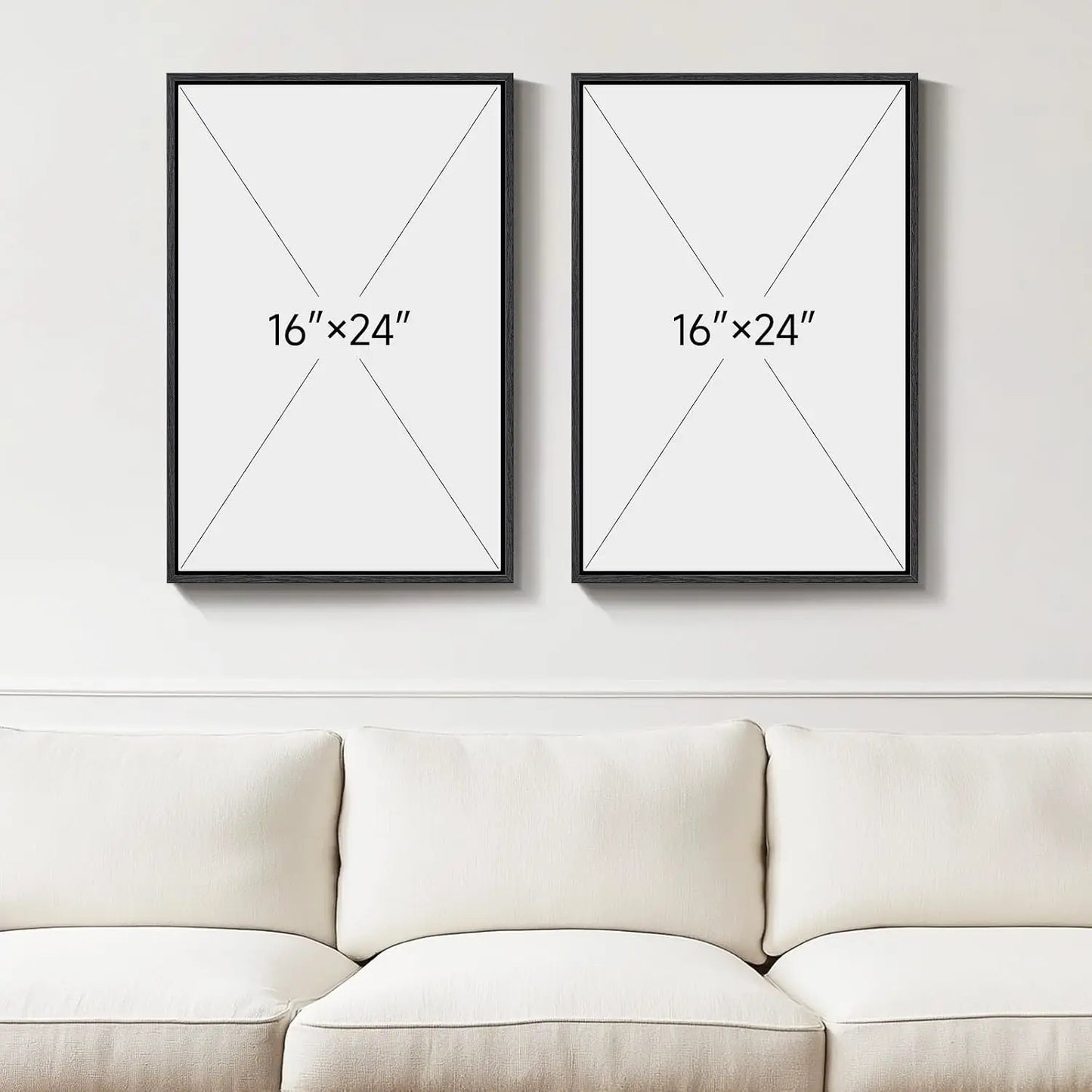 Framed Neutral Abstract Wall Art Set of 2, Black Beige Modern Canvas Prints Paintings Artwork for Walls, Minimalist Block Lines Pictures for Living Room, Dining Room, Bedroom Wall Decor 16x24 In