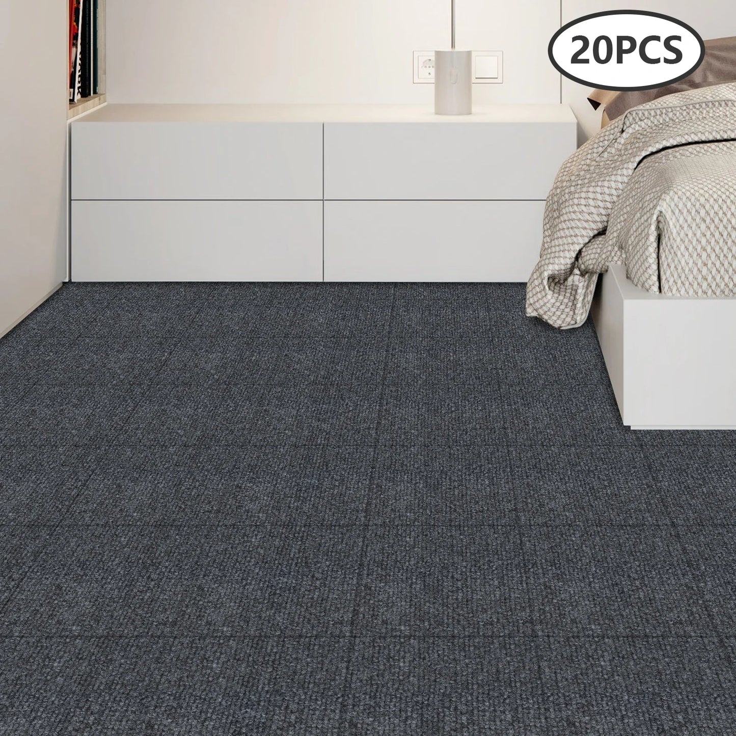 20pcs Carpet Floor Sticker 20*20in Removable DIY Carpet Rug Free Combination Living Room Self-adhesive Carpet Floor Mats Tiles