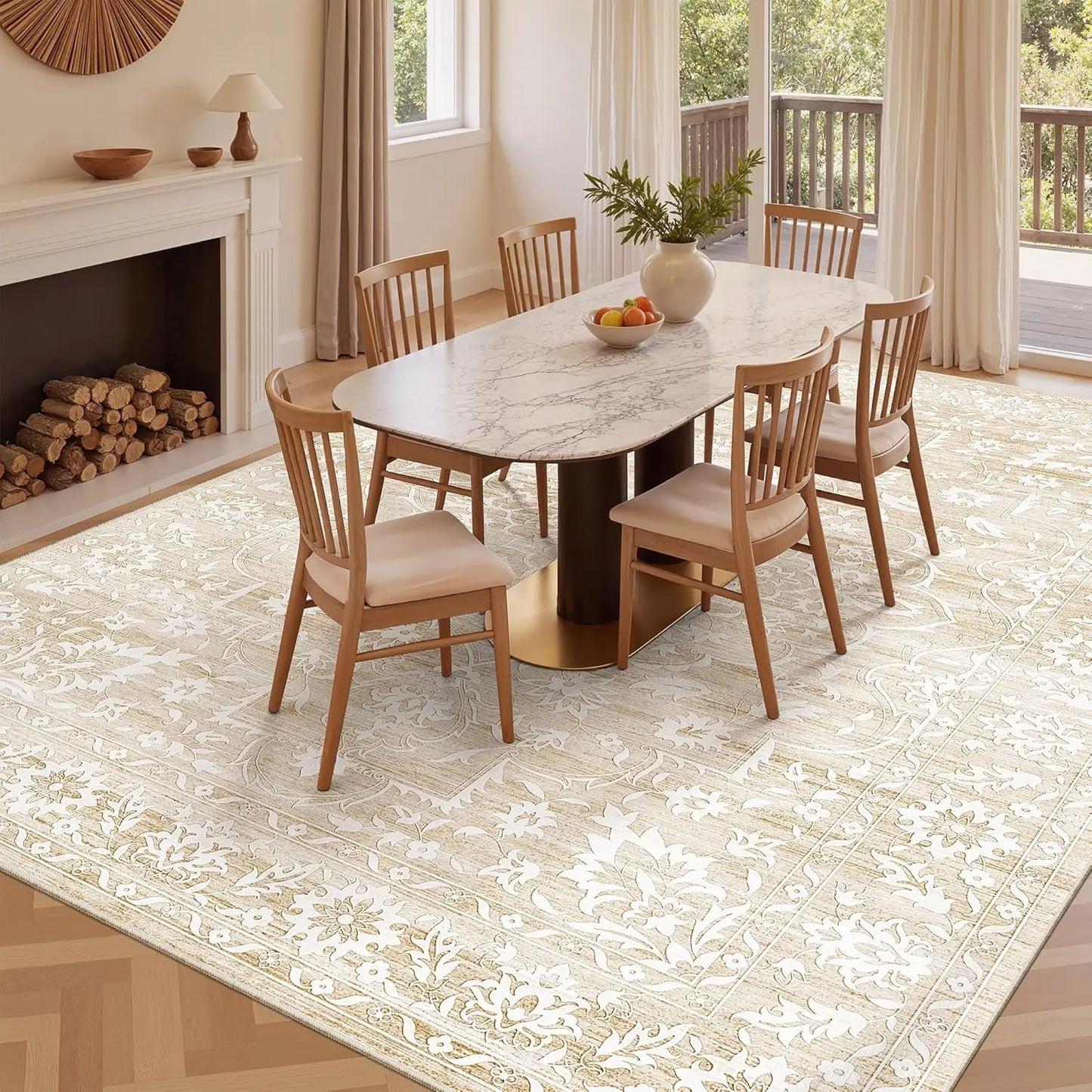 Modern Soft Rug Short Pile, Washable Non-Slip Area Carpet for Living Room & Bedroom Decor