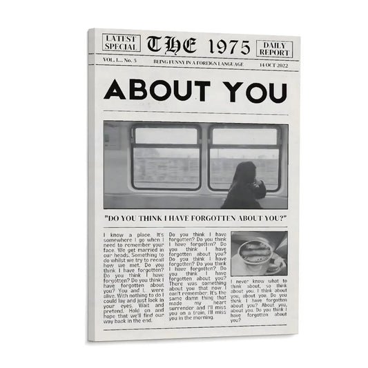 The 1975 About You Poster Music Album Canvas Wall Art Posters Painting Decoration for Home Bedroom Dorm Bathroom Decor Gift