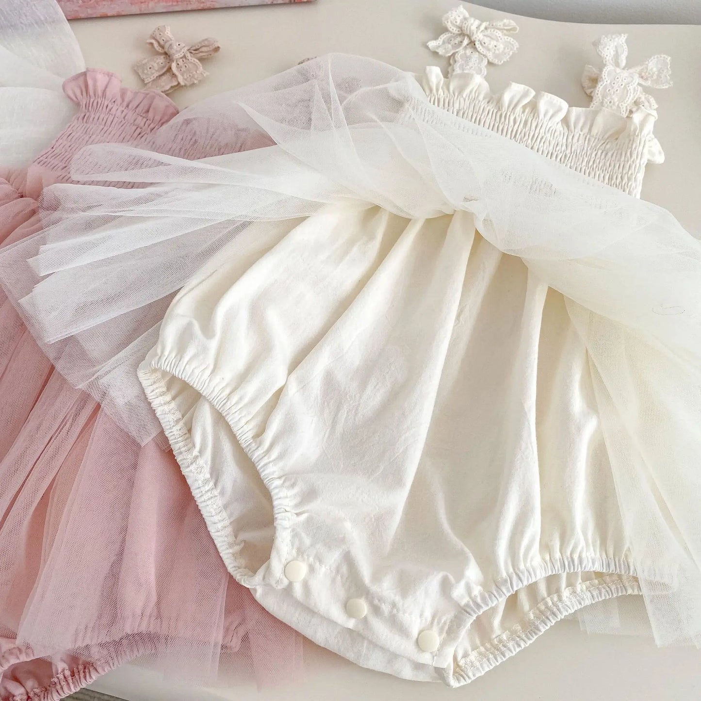 Summer 0-2Y Baby Girls Clothes Mesh Ruffle Baby Bodysuit Toddler Camisole One Piece Cute Baby Outfit Dress Style Romper