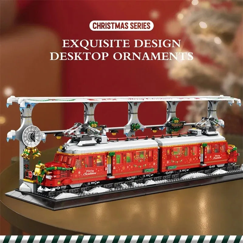 2822PCS Adorable Christmas Train Building Blocks Set Architectural Room Decoration Toys  for Adults Christmas Birthdays Gifts