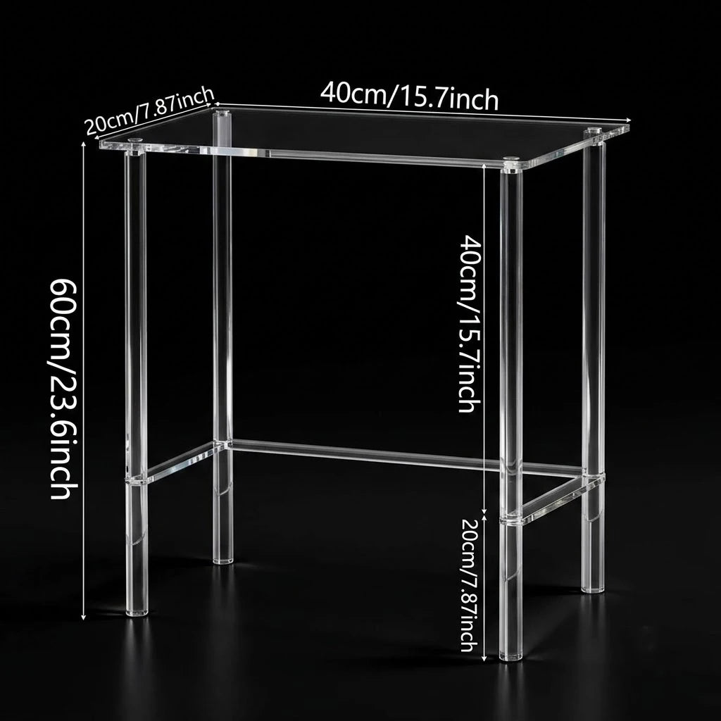 Clear Acrylic Console Table, 23.6in Tall Narrow Rectangular Side Table for Entryway, Slim Modern End Table for Living Room Sofa Hallway Bedroom Small Spaces Apartment