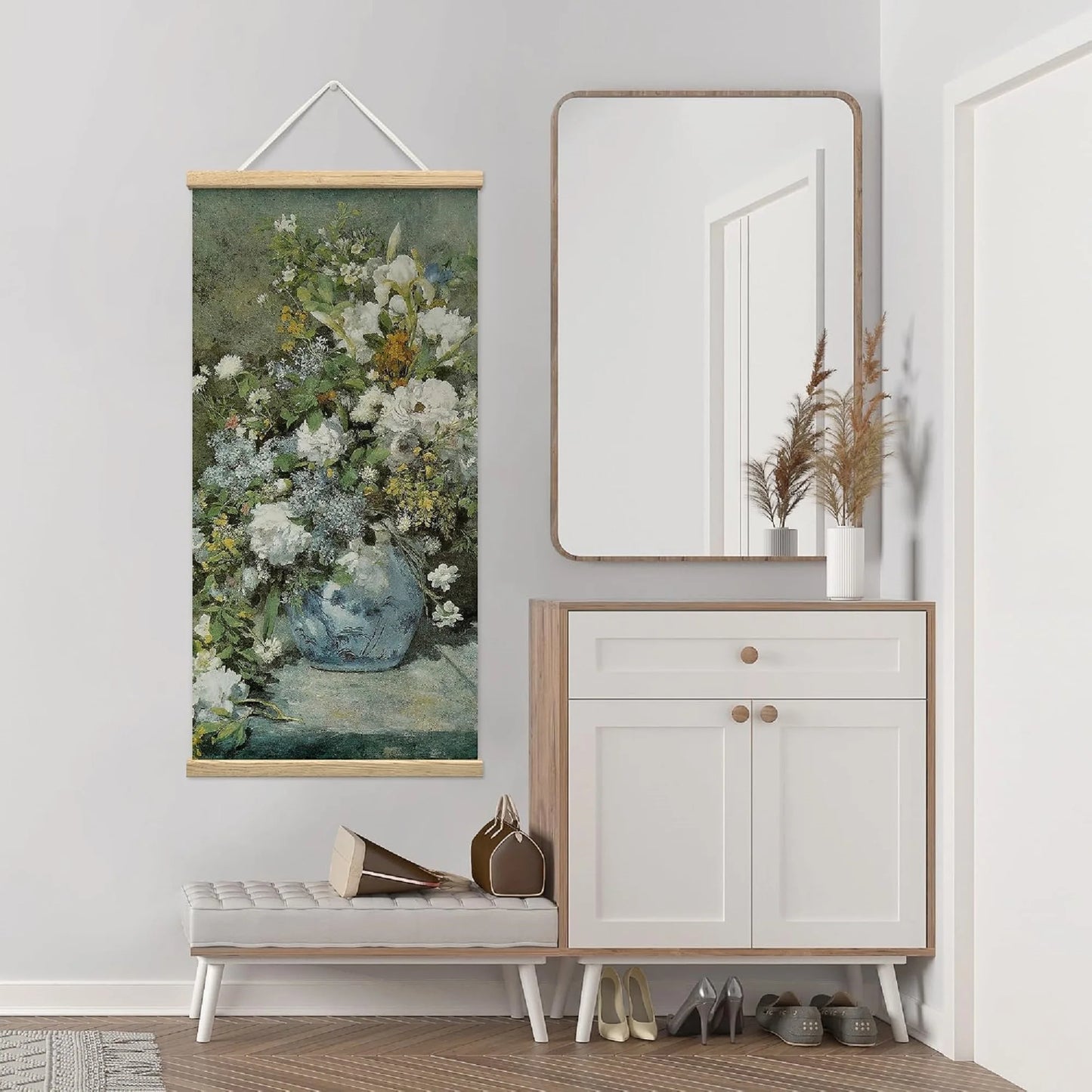 Wooden Framed Hanging Poster Elegant Floral Arrangement Classic Still Life Wall Picture Poster Artwork for Home
