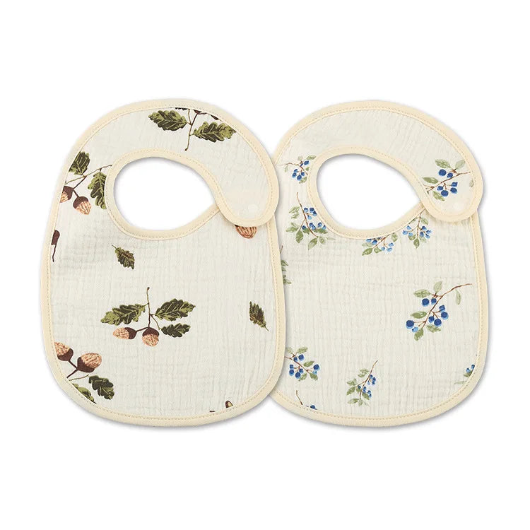 2pcs/set Summer Waterproof Baby Bibs New Cute Cotton Infant Bib Newborn Burp Cloths for Kids Boy Girl Soft Feeding Saliva Towel