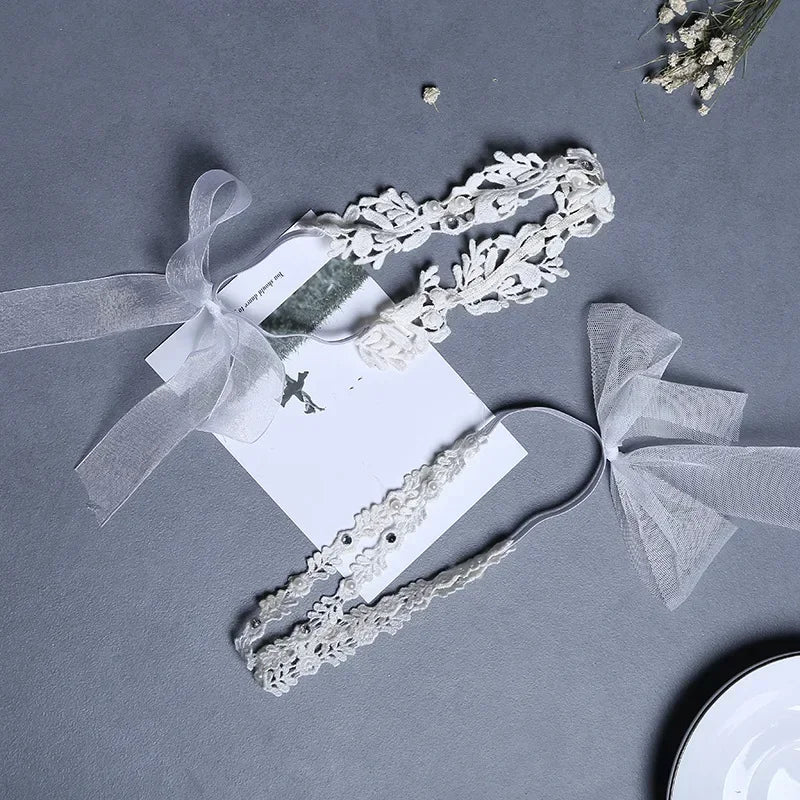 New Vintage Girls Pearl Headband Vintage Baptism Headband Rhinestone Baby Headwear baby hair accessory First Birthday Costume