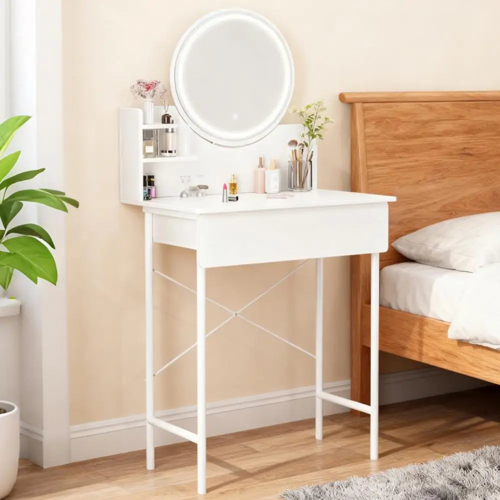 Vanity Table 3 Modes Brightness Adjustable Makeup Vanity Desk with LED Lighted Mirror Bedroom Dressing Table