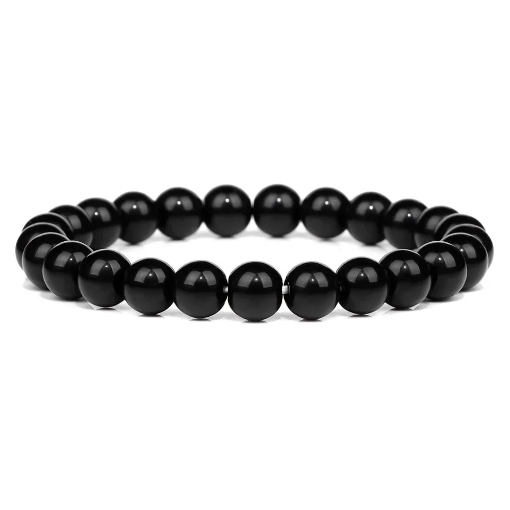 2Pcs Colorful Natural Stone Bead Bracelet Set 8MM Natural Agates Turquois Amethysts Quartzs Gem Stretch Bangle Jewelry Gift