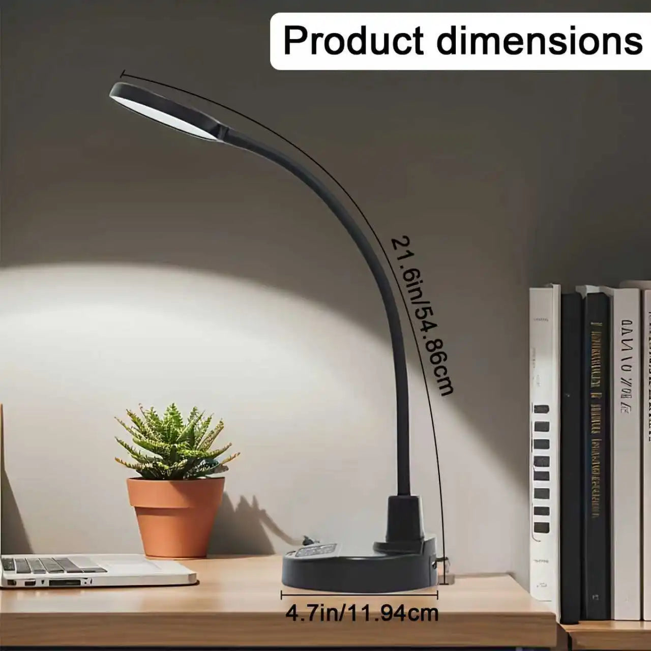3.5 Inch LED Desk Lamp with USB Charging Port, USB Powered Dimmable 3 Color Temperatures 5 Brightness Levels 4 Timer Settings Flexible Adjustable Gooseneck Sturdy Base Eye-Caring Reading Light for Home Office Bedroom Study Li