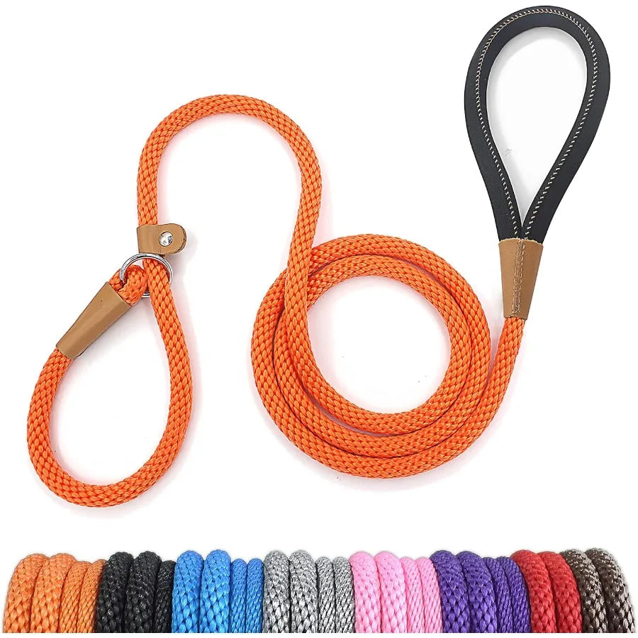 Heavy Duty Braided Dog Leash for Training and Walking: 5FT 6FT 8FT Adjustable Length Strong Slip Lead Design for Large Breeds D