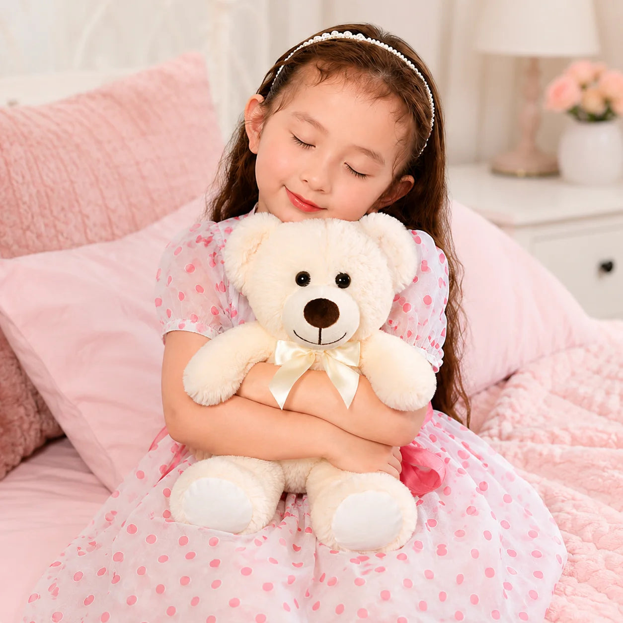 Teddy Bear 13.5 Inch Stuffed Animals Plush Toys 3 Cream Stuffed Bears for Girls Perfect Gift for Girlfriend Birthday Gift Valentine's Gift