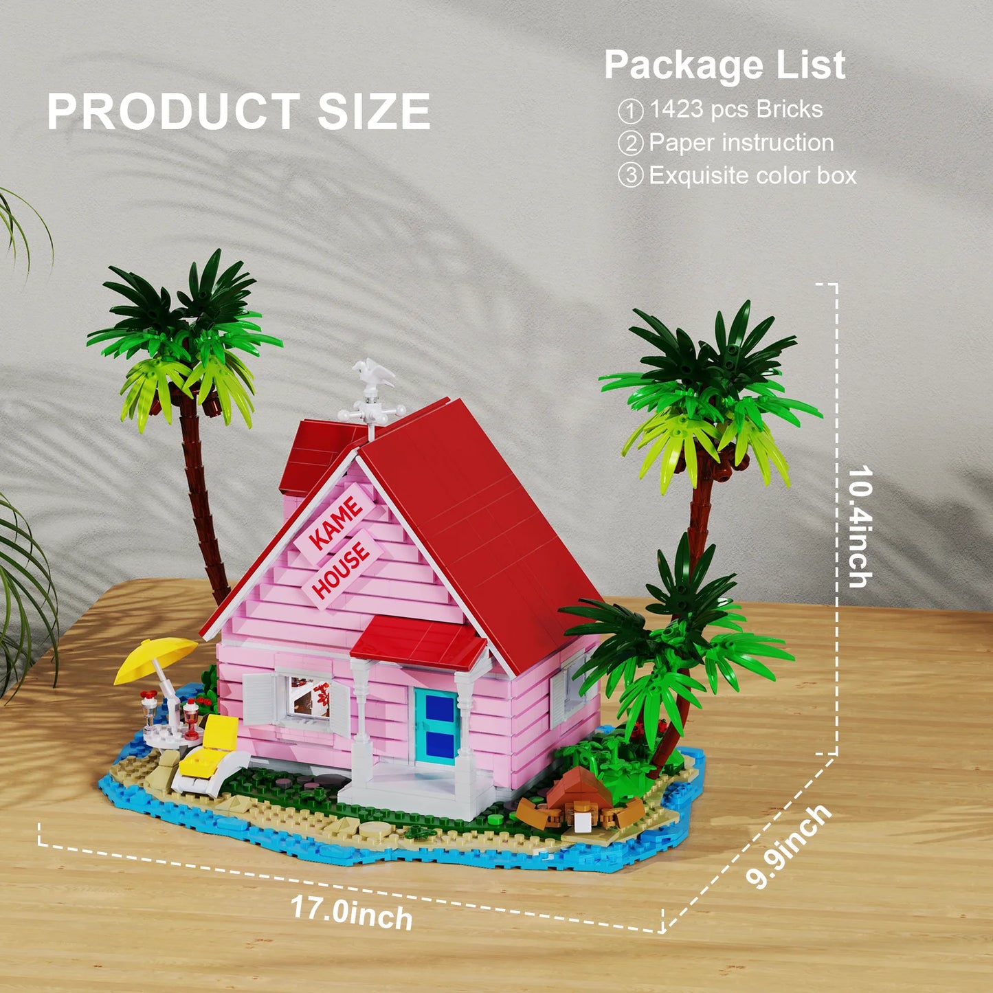 Kame House Building Blocks Kit Anime Seaside House Model Toys Bricks Model Gifts for Fans Kids(1423PCS)