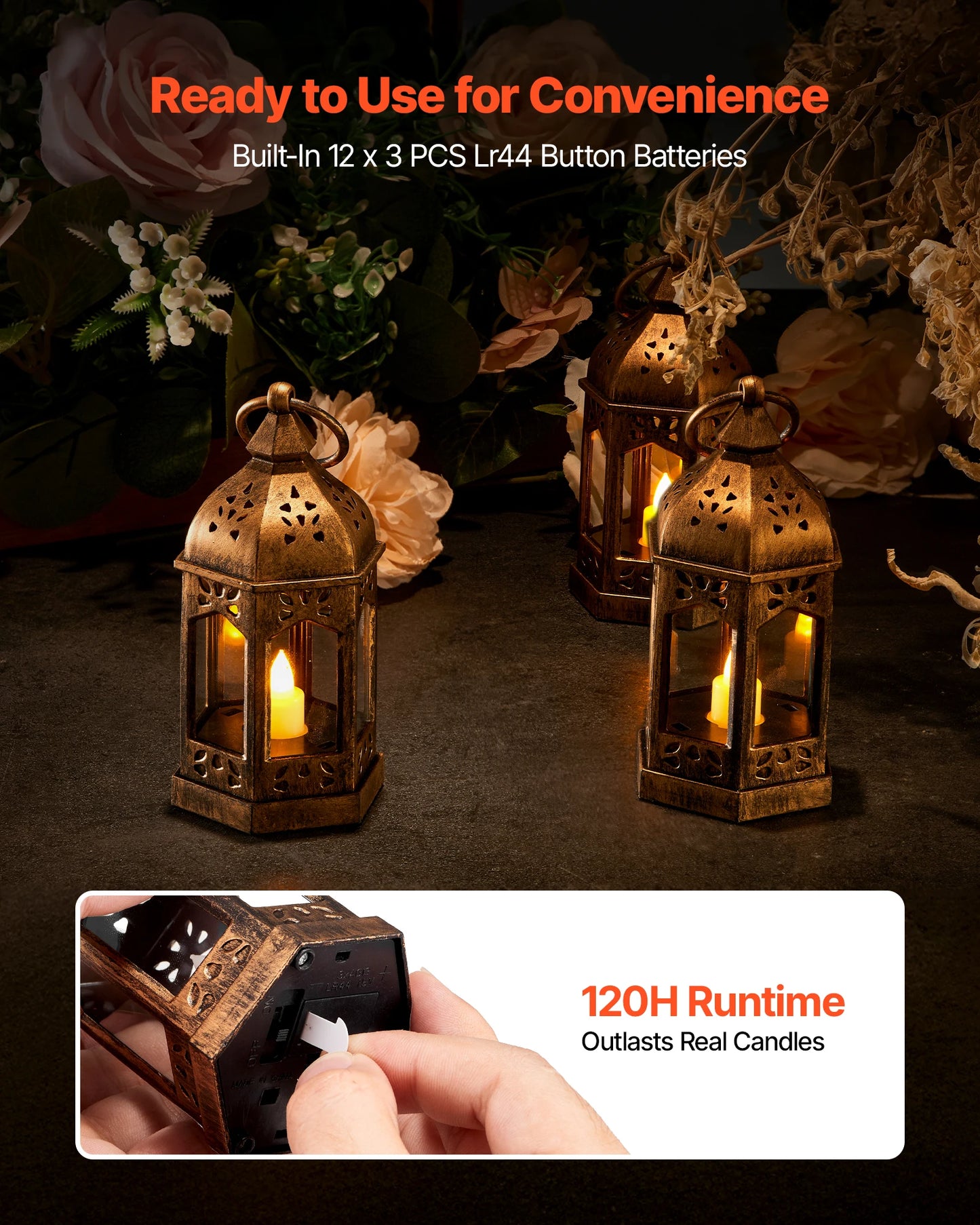 12 Pcs Decorative Candle Lantern LED Electric Flameless Candle Plastic LED Holder with Glass for Wedding Table Party