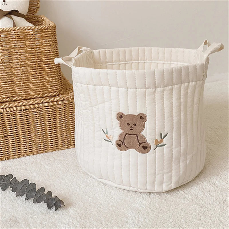 Cute Bear Embroidery INS Baby Bag Diaper Bag Caddy Nappy Cart Mummy Maternity Bag for Newborn - Storage Organizer for Toys And D