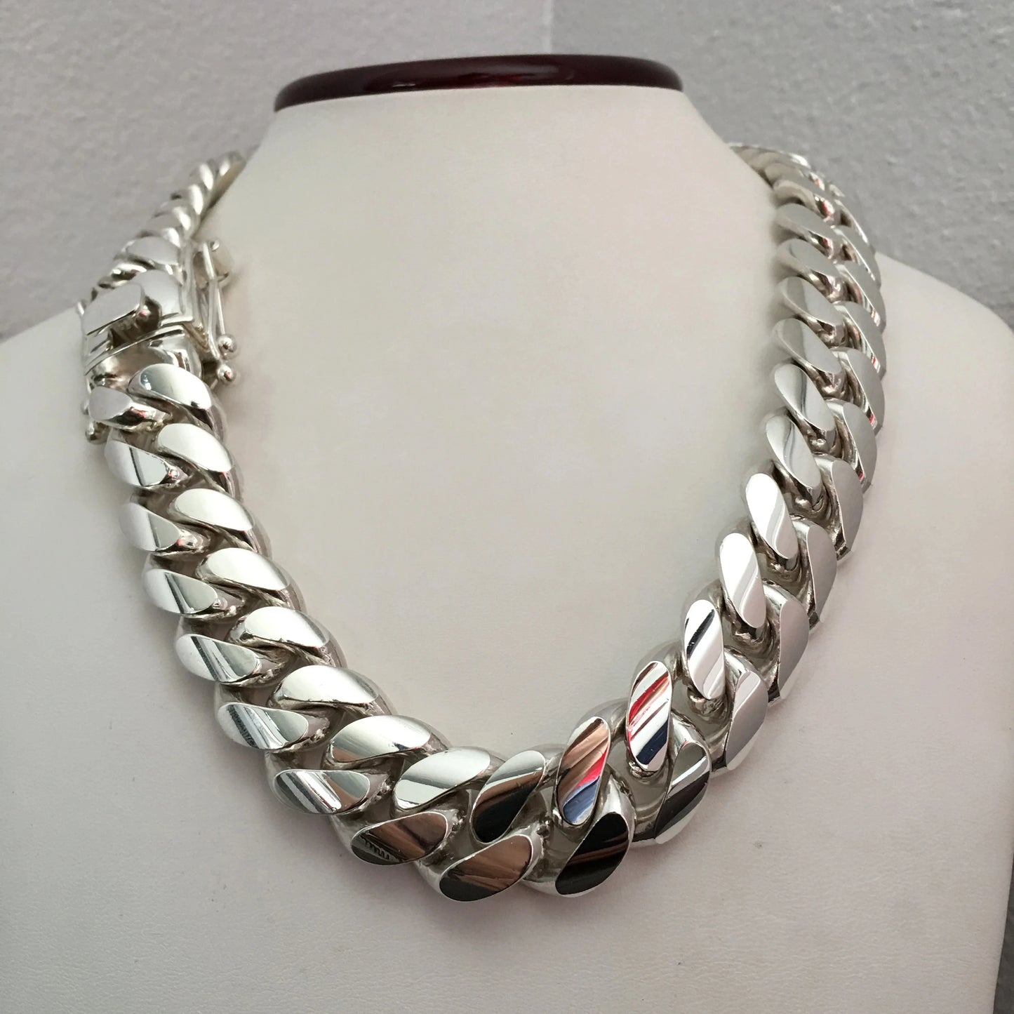 1pc 22mm Big Heavy Rhombus Cuban Link Chain Necklaces for Men Hip Hop Bling Rapper Jewelry  Silver Color