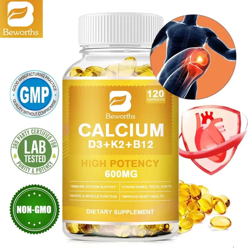 4in1 Vitamin D3 Calcium Capsules for Bone Strength Heart Health Immune Support Nerve and Muscle Function Health