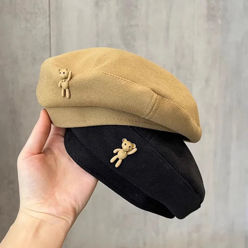 Kids Beret Hats Fashion Retro Boy Girl Autumn Winter Warm Caps Beanies Korean Children Artist Painter Caps 4-10Y