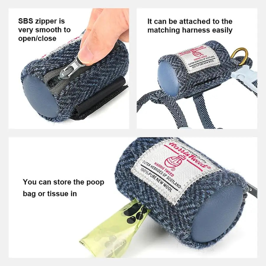 Dog Harness Leash with Poop Bag Holder Escape Proof Pet Vest for Outdoor Walking Lightweight Collar and Leash Set for Small Medi