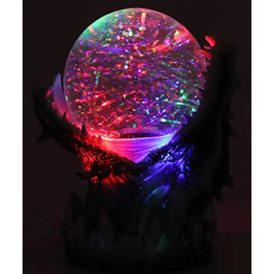Blue ICY Frost Giant Leviathan Dragon LED Night Light Glitter Sparkle Water Globe Storm Ball Figurine with Sound Activated Sens