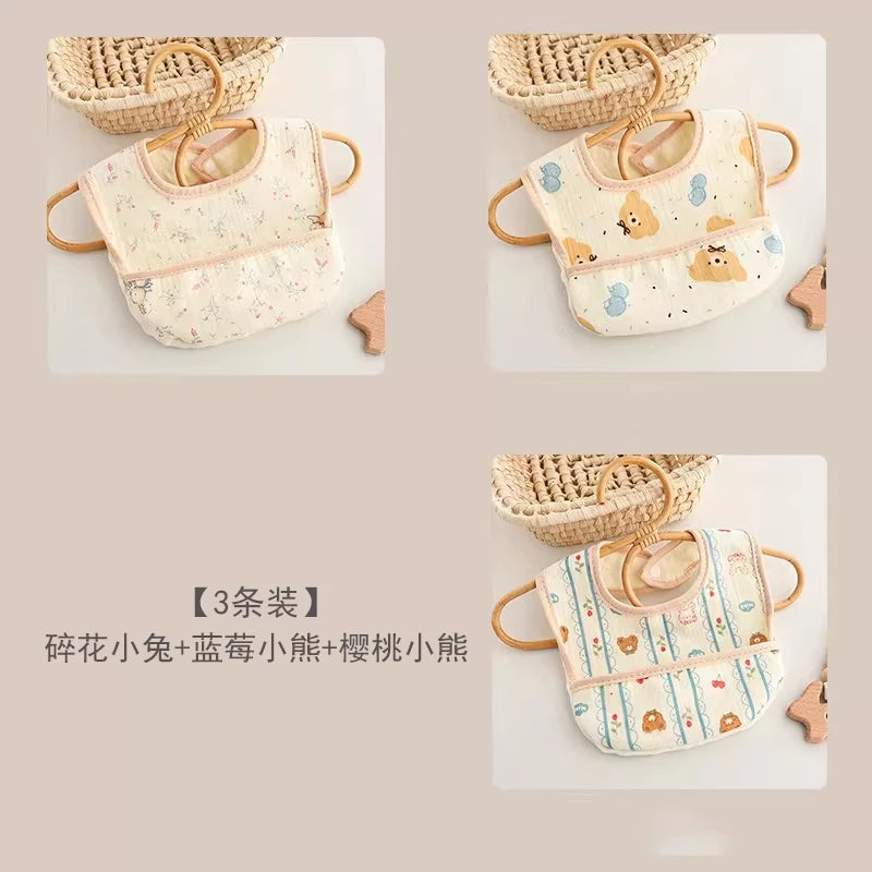 3 Pieces of Baby Bibs, Waterproof Bibs for Toddlers, Cartoon Patterns, Children's Feeding Bibs