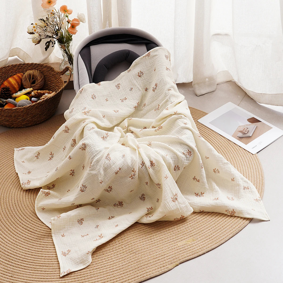All Season New Arrival 100% Cotton Baby Muslin Swaddle Blanket Newborn Bath Towel Cute Infant Quilt Size 100x100cm