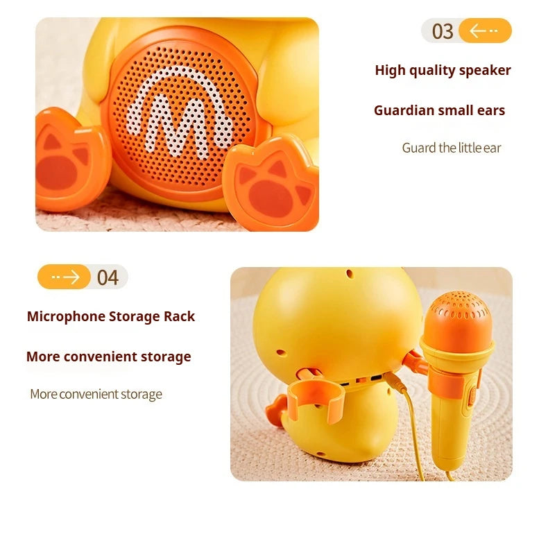 Cute Duck Singing Vocal Toys with 2 Mocrophone Bluetooth Karaoke Portable Speaker Sound Early Education Machine Children Gift
