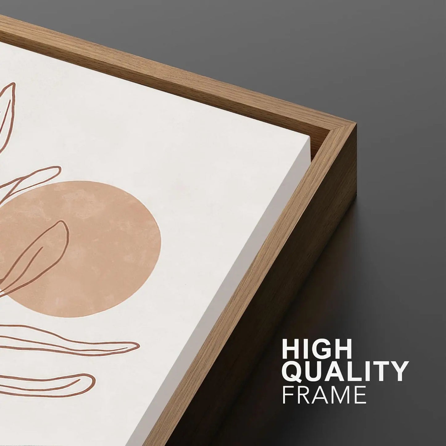 Framed Boho Canvas Wall Art Mid Century Modern Prints Set of 3 Neutral Geometric Line Leaf Paintings Decor Minimalist Abstract Pictures Bedroom Living Room Bathroom