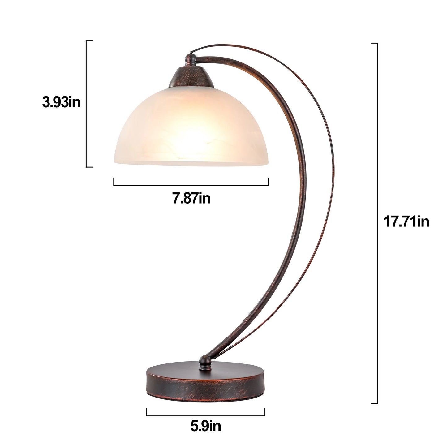 1pcs Vintage table lamp 17.71in With a glass lampshade E26 bulb base (bulb not included) Living Room Bedroom Study