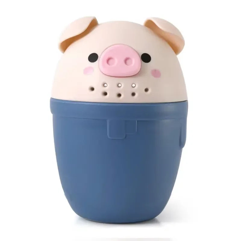 Cute Baby Shampoo Rinse Cup Baby Piggy Cartoon Bath Rinser Pail to Wash Hair and Wash Out Shampoo by Protecting Infant Eyes