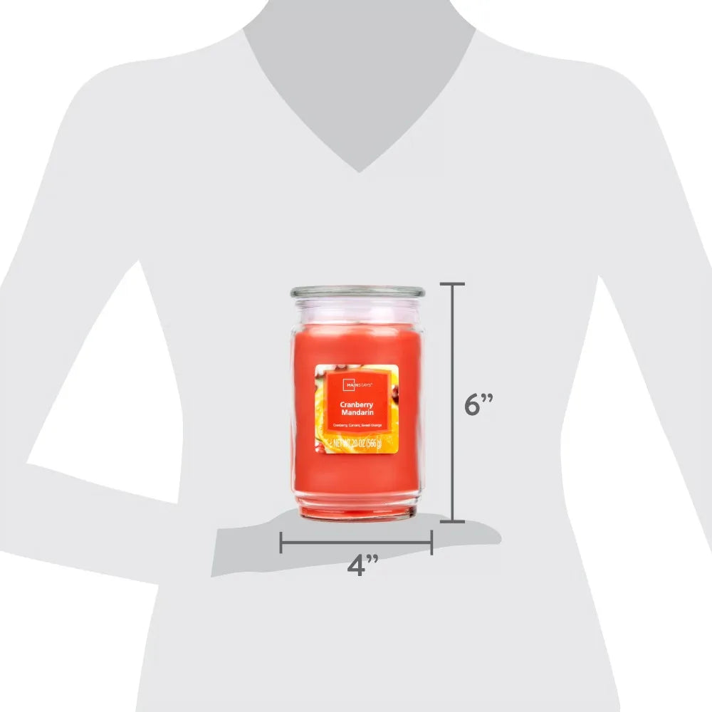 Cranberry Mandarin Scented Candle Large 20oz Glass Jar Single Wick Home Fragrance Aromatherapy Decor Gift
