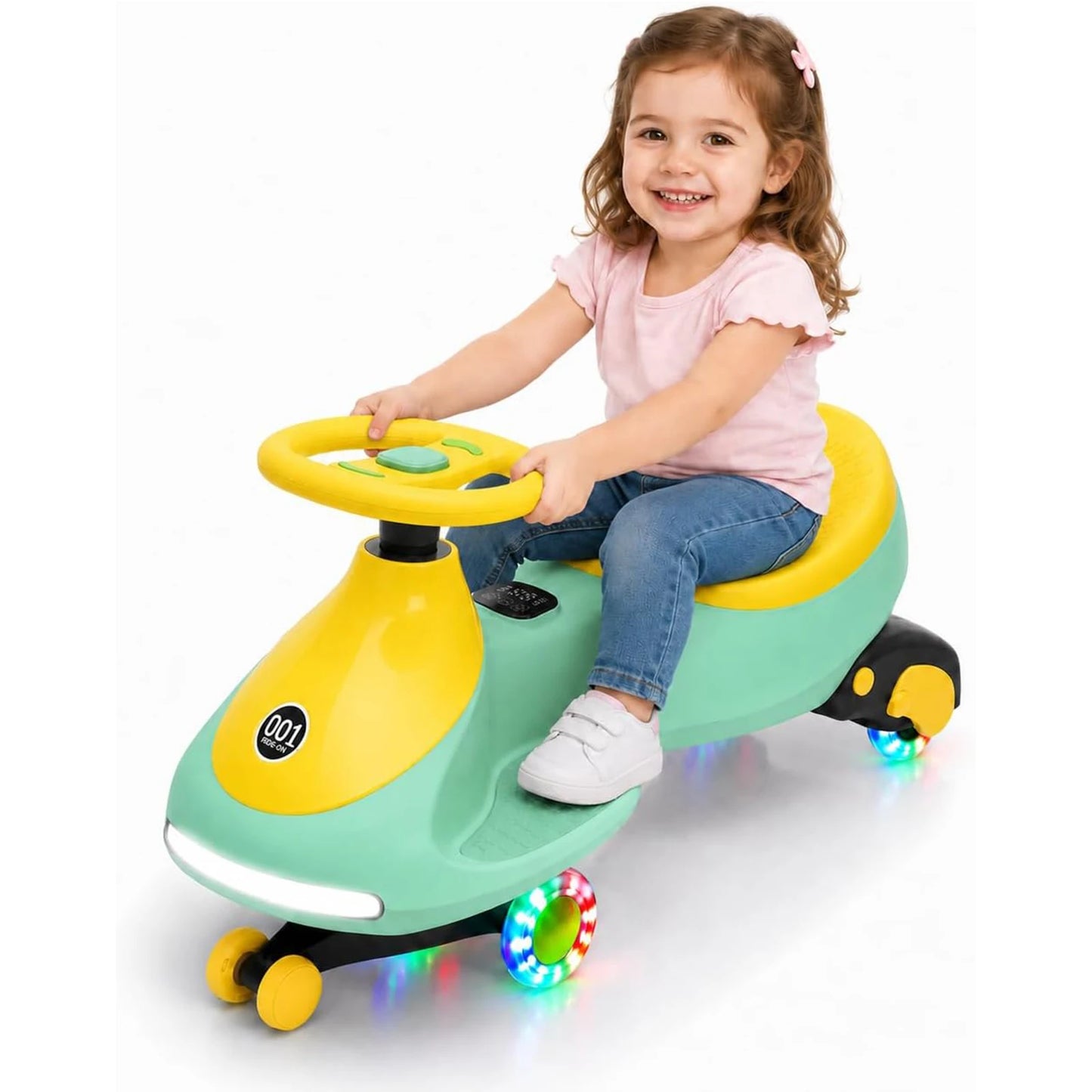 12V Electric Wiggle Car For Kids, 2 In 1 Ride On Swing Car With Pedal, Flashing Wheels Music, Anti-Rollover Toy For Toddlers