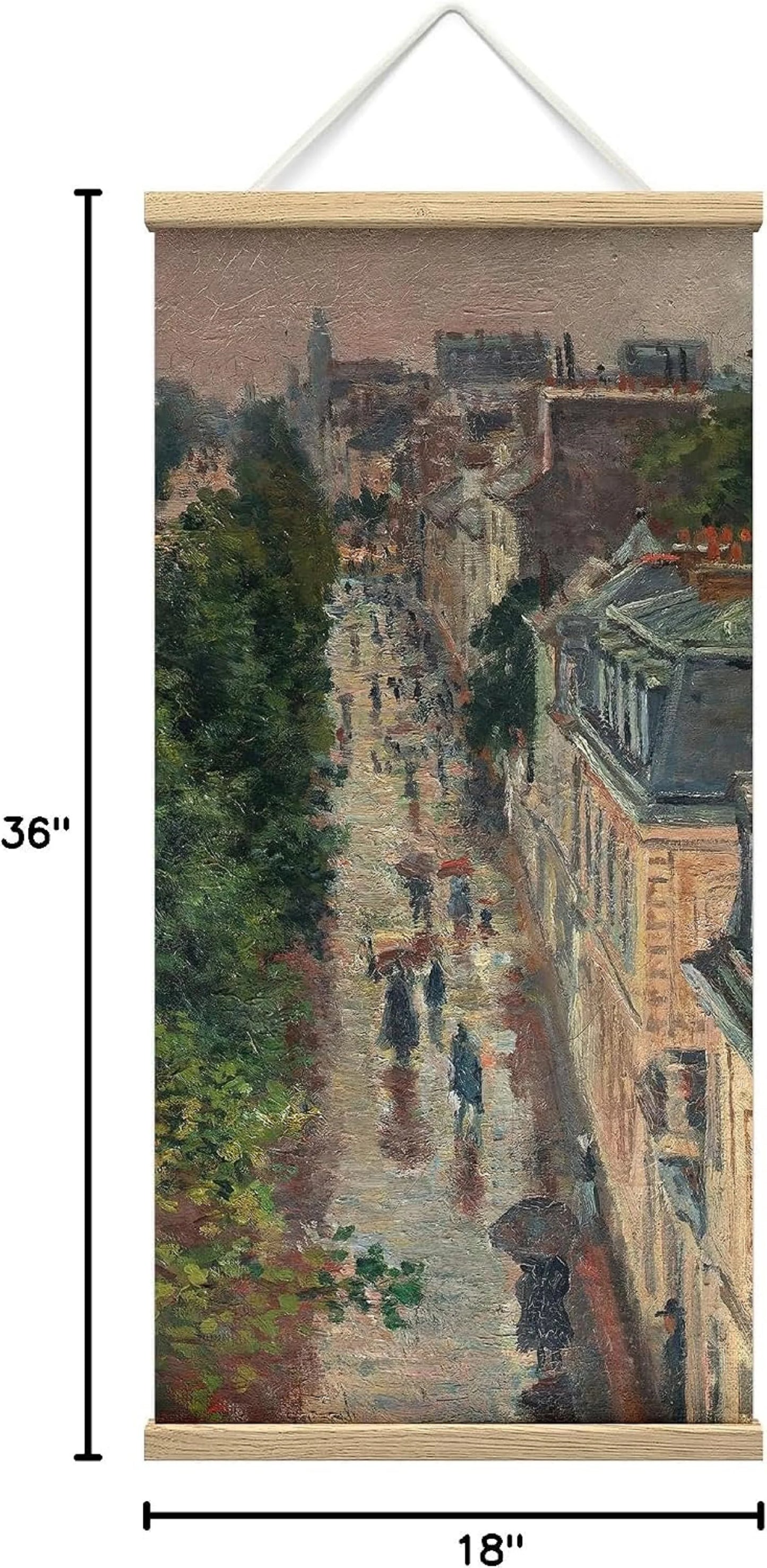 Wooden Framed Hanging Poster Bustling City Street Scene Wall Picture Poster Artwork for Home