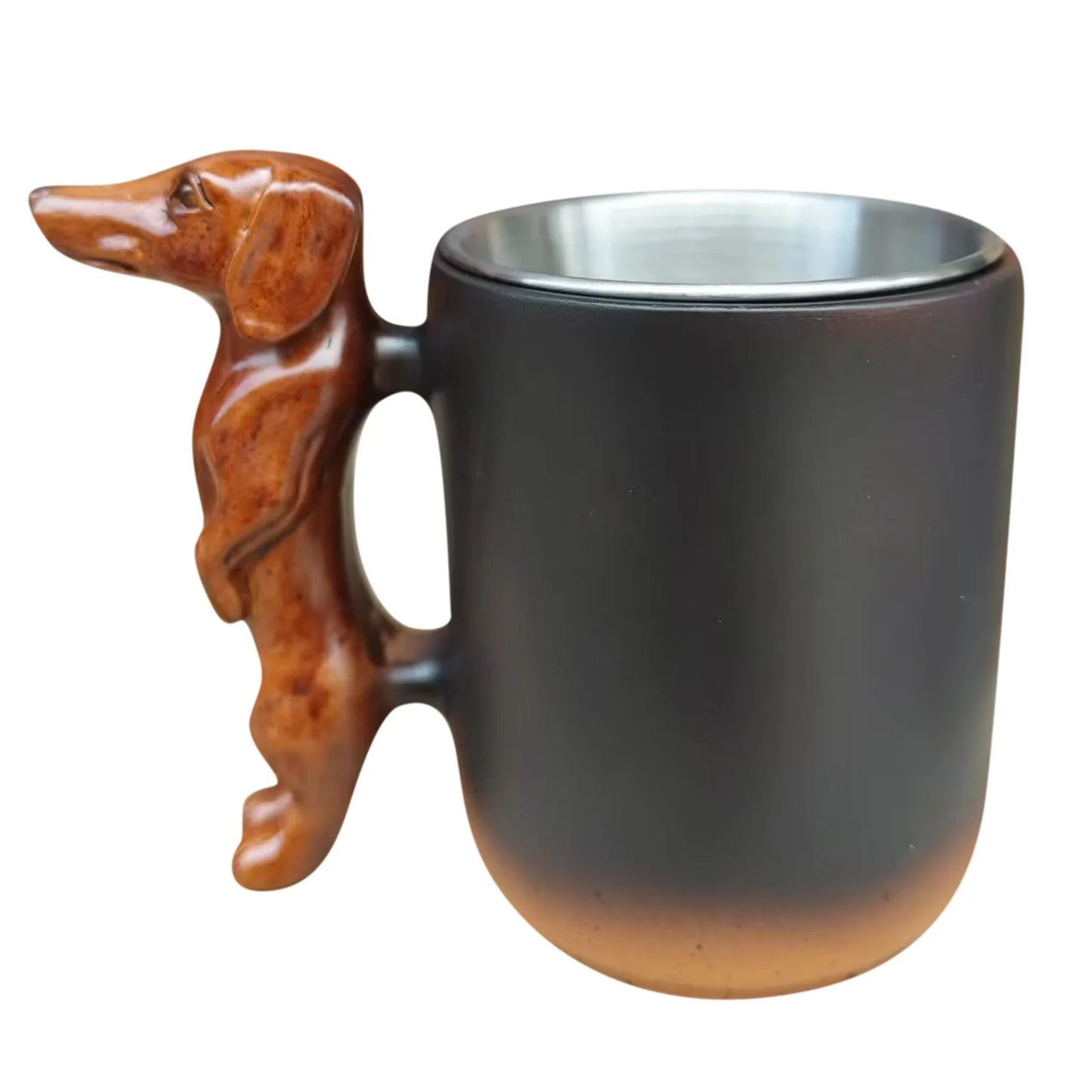 3D Dachshund Dog Handle Coffee Mug Artistic Resin Pet Memorial Cup with Sculpted Handle Dachshunds Mug Ceramic Coffee Cup