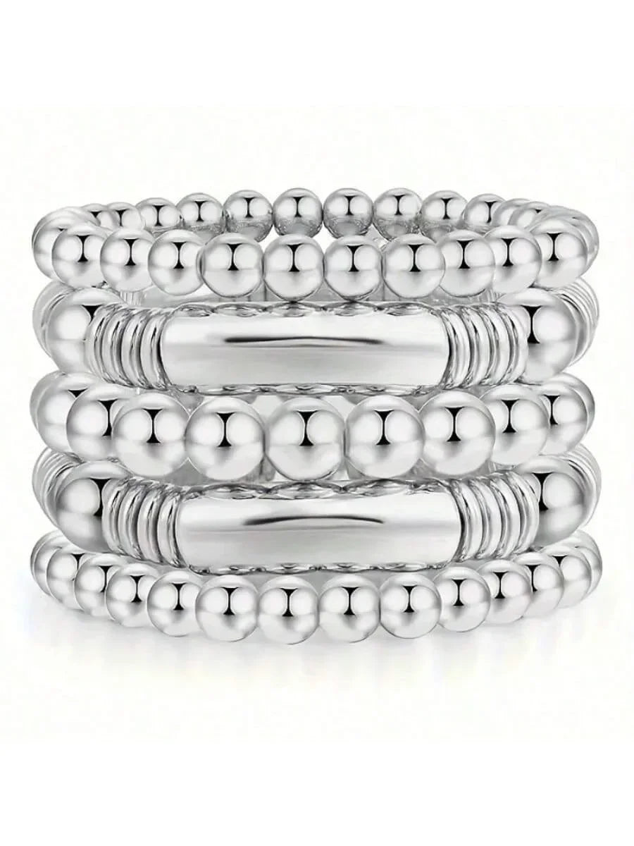 5 pcs Metal Bead Decorative Bracelet With Minimalist Punk Style And Fashionable Men's And Women's Bracelets