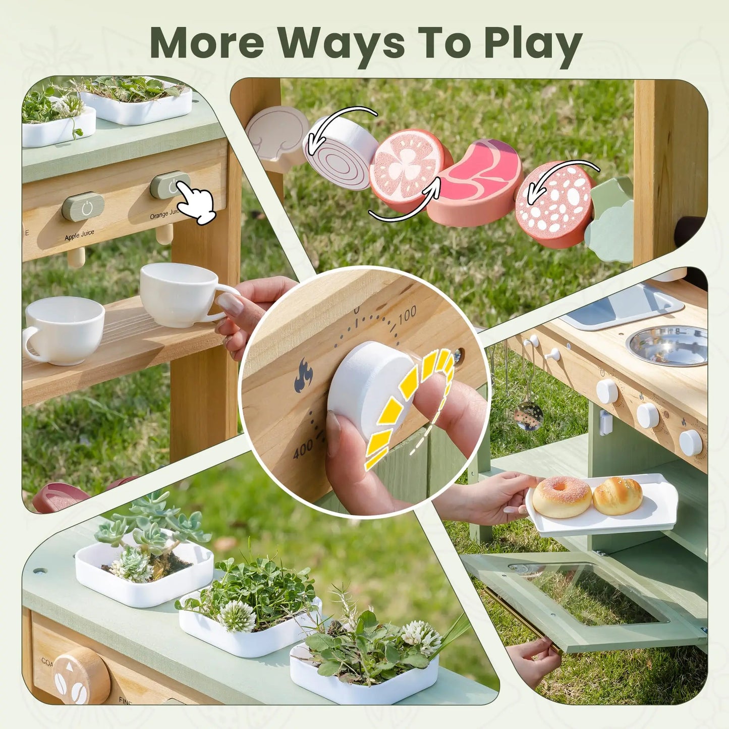 Robud Wooden Outdoor Mud Play Kitchen Outdoor Play Set with Realistic BBQ Drinks Station Ideal Birthday Gift for Kids Ages 3+