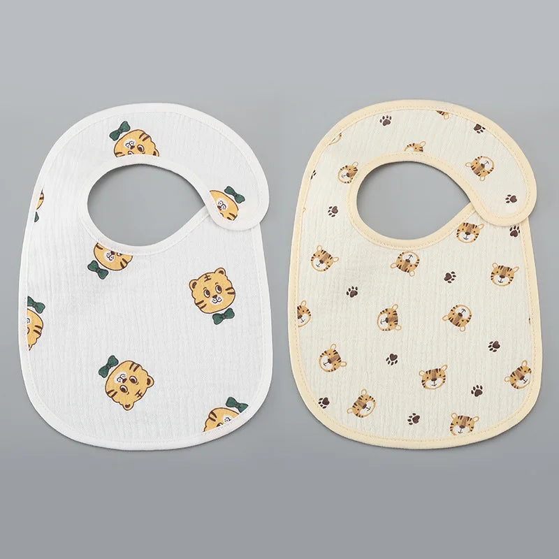 2pcs/set Summer Waterproof Baby Bibs New Cute Cotton Infant Bib Newborn Burp Cloths for Kids Boy Girl Soft Feeding Saliva Towel
