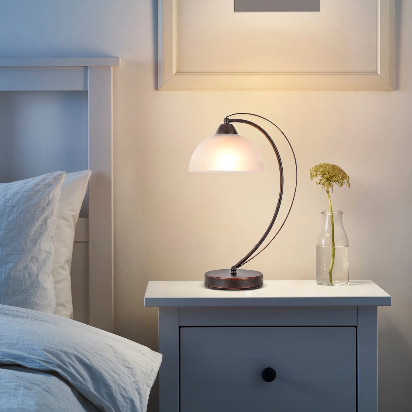 1pcs Vintage table lamp 17.71in With a glass lampshade E26 bulb base (bulb not included) Living Room Bedroom Study