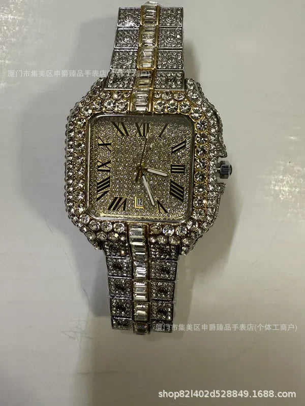 2025 New Luxury Diamond Watch Men Fashion Iced Out Square Colorful Number Watches Hip Hop Bling Jewelry Reloj Hombre for Party