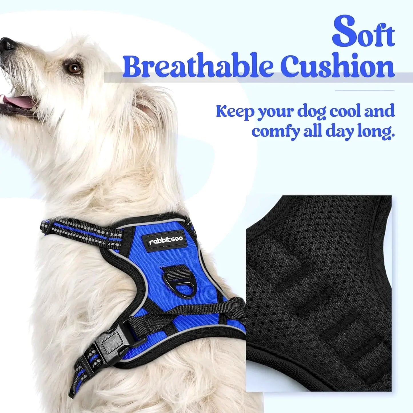 Dog Harness No Pull with 2 Leash Clips, Adjustable Soft Padded Reflective Vest for Small Dogs, Easy Control Handle, Dazzling
