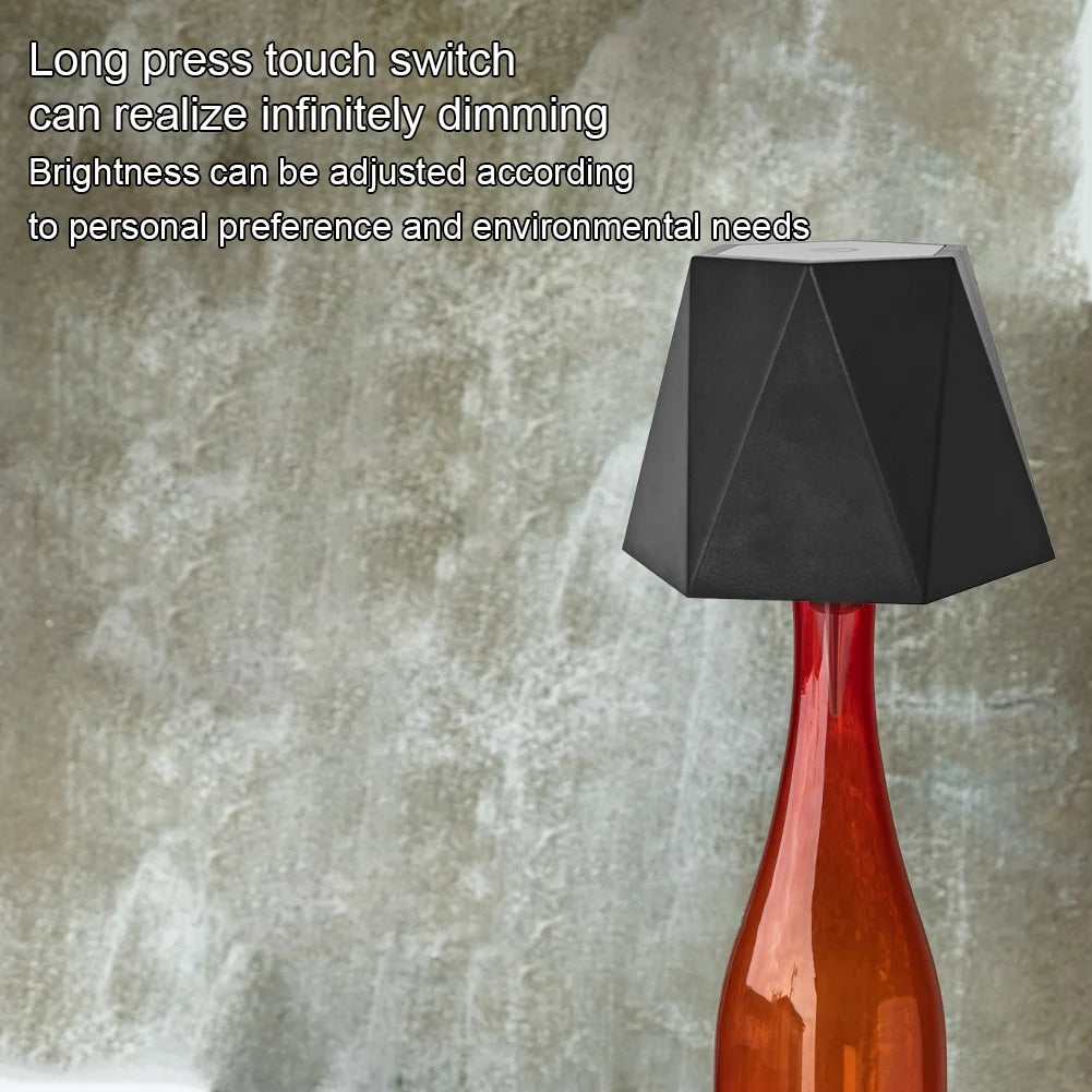 LED Wine Bottle Lamp Touch Control Portable Desk Lamp Stepless Dimming Decorative Bottle Lamp for Indoor Outdoor Use
